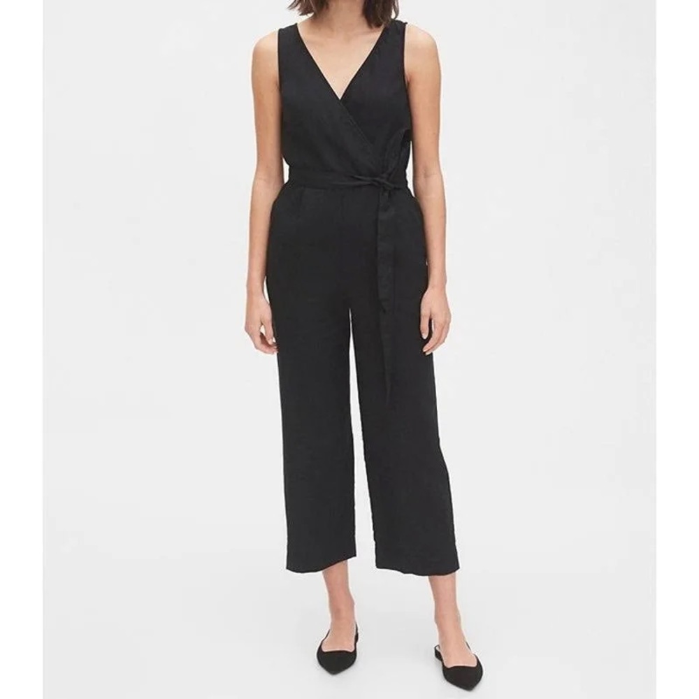 Gap Black Linen Sleeveless Jumpsuit - Size 4 Tall